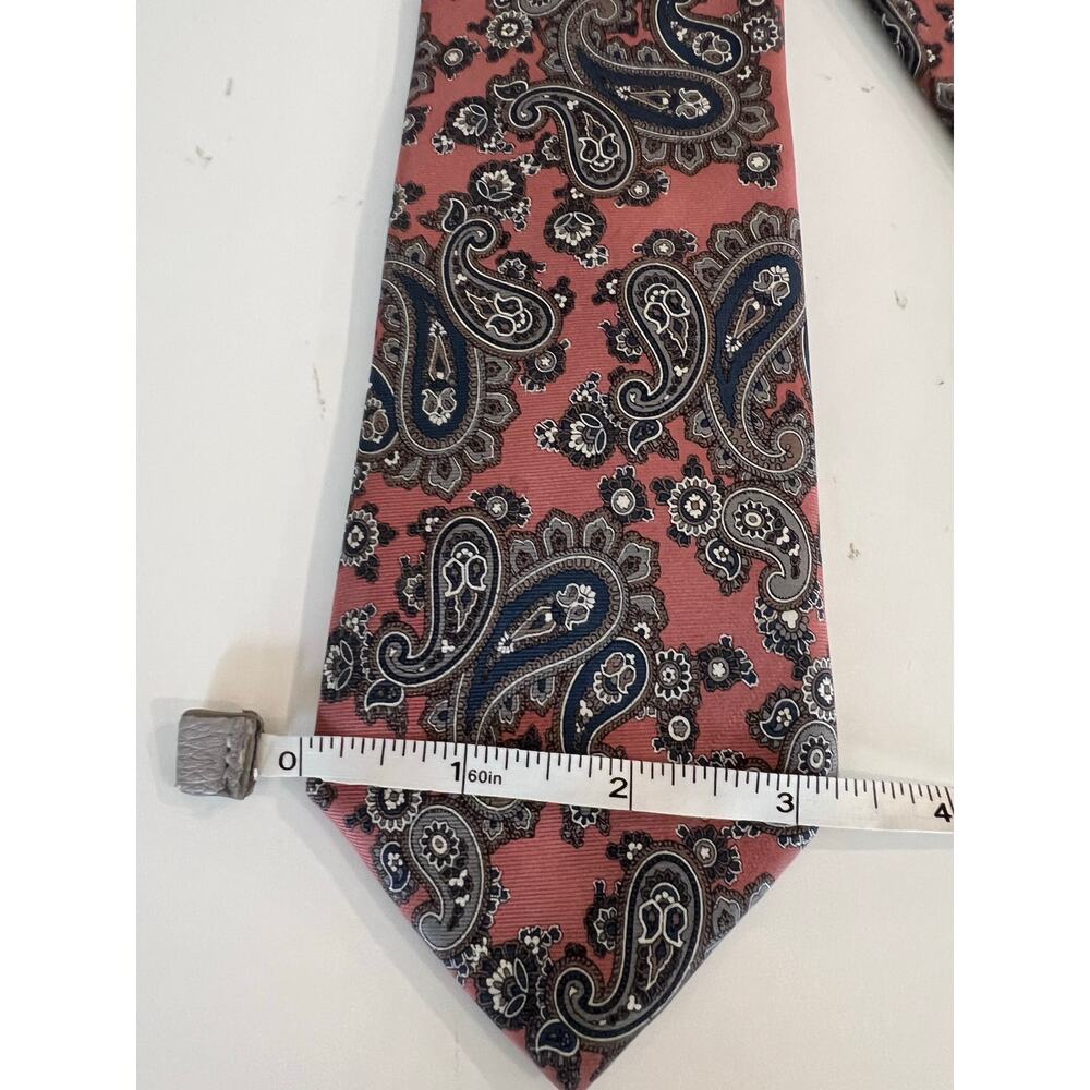 Christian Dior Men's Silk Neck Tie Made in Italy Pink & Blue Paisley Print JL - Picture 7 of 8